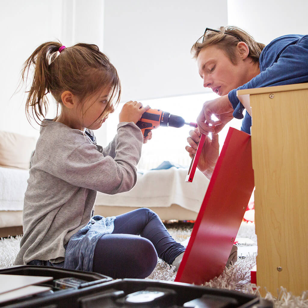 Family doing DIY